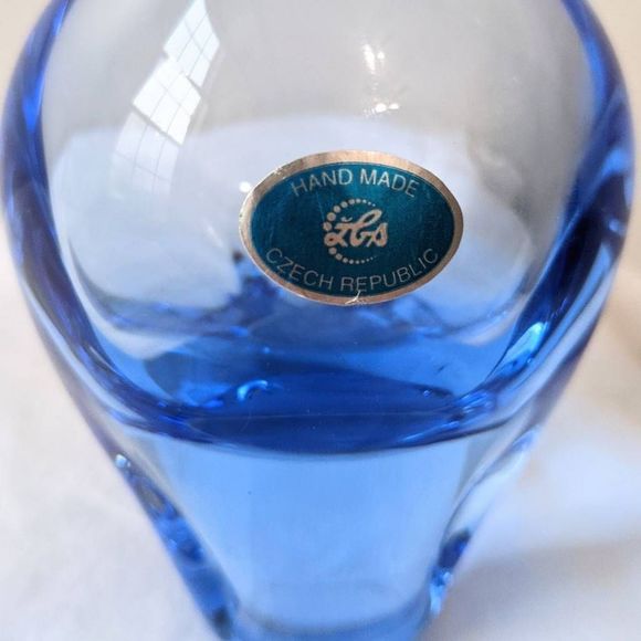 Vintage Accents Vintage Blueart Glass Paperweight Vase Pinched